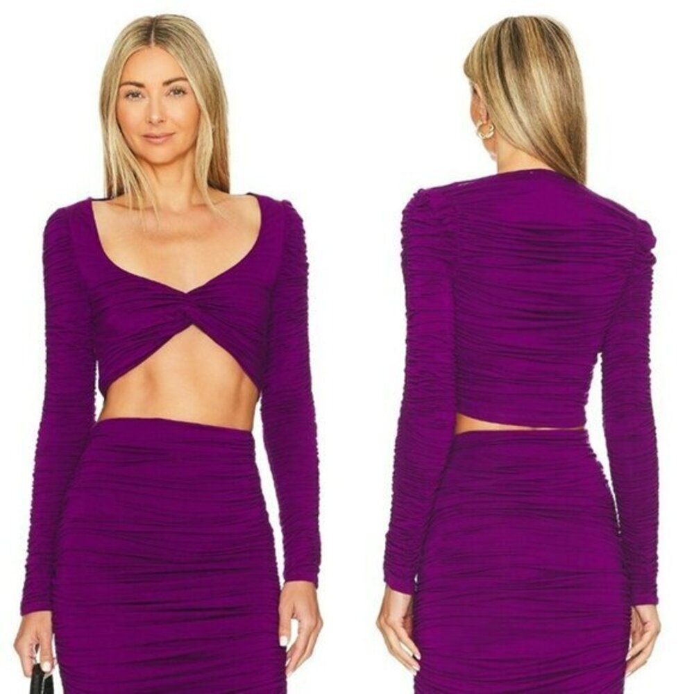 L'Academie Billa Cropped Top - Grape Purple